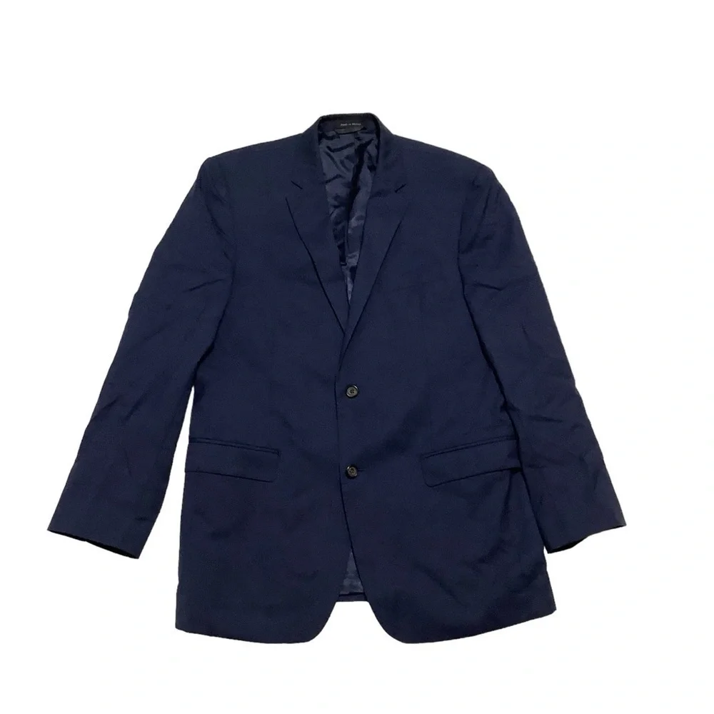 Lauren Ralph Lauren Black Label Wool Blazer Sz 42L Navy Blue Two Button